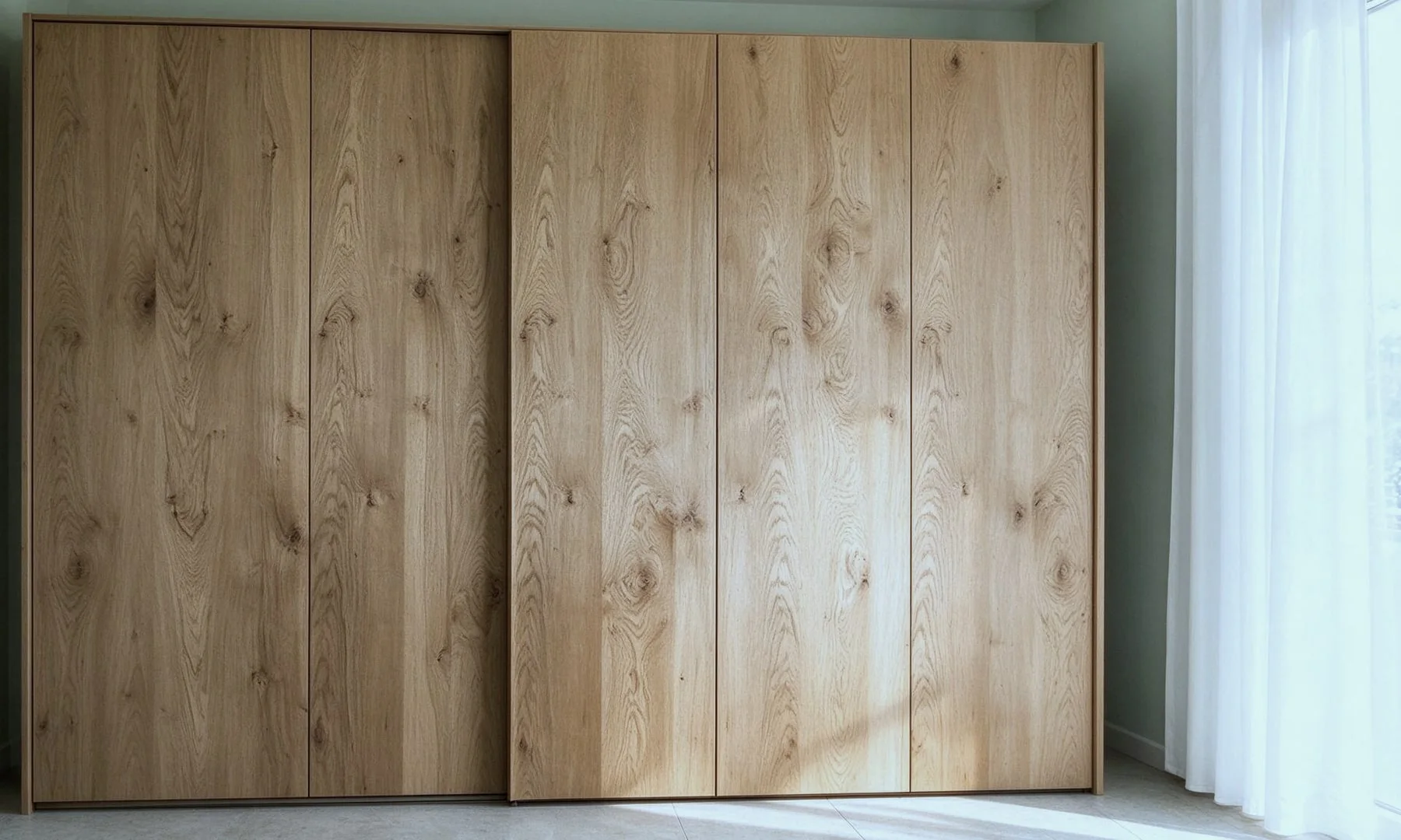 Einbauschrank mit Schiebetüren und massgefertigten Holzelementen